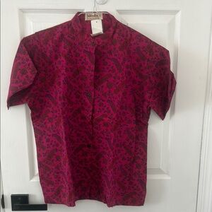 Pink and Black Paisley block printed  cotton Shirt.